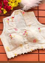 Heavy Khadi Cream  Embroidery Work Readymade Blouse