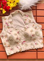 Heavy Khadi Cream  Embroidery Work Readymade Blouse