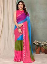 Georgette Multi Colour  Printed Saree