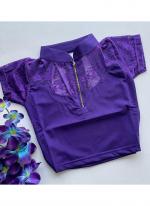 Lycra Sattin Purple  Thread Work Readymade Blouse