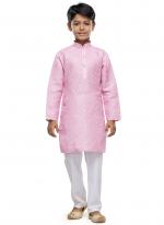 Cotton Baby Pink Festival Wear Digital Printed Kids Kurta With Pant