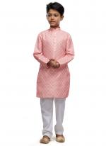 Cotton Peach Festival Wear Digital Printed Kids Kurta With Pant