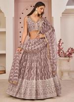 Butterfly Net Onion Pink Wedding Wear Cotton Thread Work Lehenga Choli