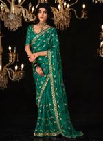 Tissue Silk Morpeach Wedding Wear Embroidery Work Saree