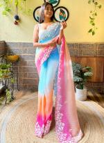 Faux Georgette Multi Party Wear Sequence Work Saree