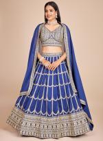 Faux Georgette Blue Wedding Wear Sequence Work Lehenga Choli