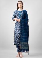 Rayon  Blue Daily Wear Printed Readymade Salwar Suit