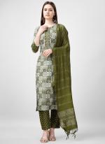 Rayon  Olive Green Daily Wear Printed Readymade Salwar Suit