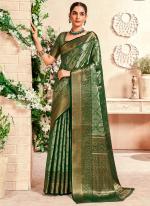 Dharmavaram Silk  Green Traditional Wear Zari Weaving Work Saree