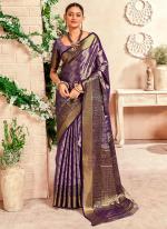 Dharmavaram Silk  Purple Traditional Wear Zari Weaving Work Saree