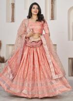 Dola Jacquard Peach Festival Wear Sequence Embroidery Work Lehenga Choli