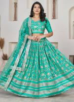 Dola Jacquard Sea Green Festival Wear Sequence Embroidery Work Lehenga Choli