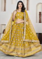 Dola Jacquard Yellow Festival Wear Sequence Embroidery Work Lehenga Choli