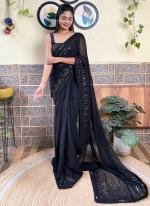 Georgette Black Party Wear Sequence Work Saree