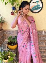 Georgette Light Pink Festival Wear Thread Work Saree