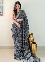 Linen Black Festival Wear Digital Printed Saree