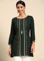 Rayon Black Festival Wear Embroidery Work Readymade Kurti