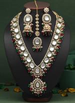   Wedding Wear  Maroon Green Long Kundan Necklace Set