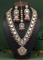   Wedding Wear  Parrot Green Long Kundan Necklace Set