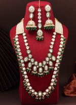   Party Wear  Green Pearl Design Long Kundan Necklace Set