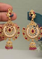   Festival Wear  Rani Pink Matte Gold Earrings