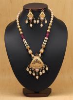   Bridal Wear  Rani Green Matte Gold Temple Necklace Set