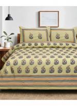 Cotton Green Printed Double Bed Sheet(100*108)