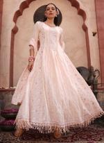 Cotton Peach Party Wear Hand Work Readymade Anarkali Suit