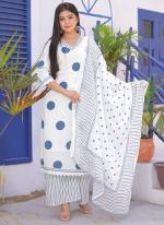 Cotton Blue Festival Wear Printed Readymade Salwar Suit