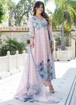 Cotton Peach Party Wear Hand Work Readymade Anarkali Suit