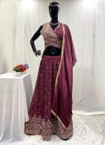 Chiffon Burgandy Wedding Wear Hand Work Ready To Wear Lehenga Choli