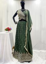 Chiffon Green Wedding Wear Hand Work Ready To Wear Lehenga Choli