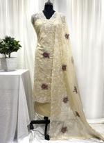 Kota Doriya Cotton Cream Traditional Wear Embroidery Work Salwaar Suit