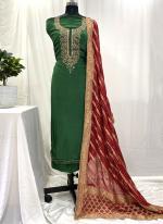 Pure Crepe Green Traditional Wear Embroidery Work Salwaar Suit
