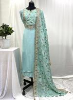 Dola Silk Sky Blue Wedding Wear Embroidery Work Salwaar Suit