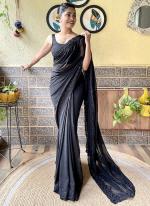 Georgette Black Party Wear Sequins Work Saree