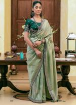 Pure Dola Silk Green Traditional Wear Embroidery Work Saree