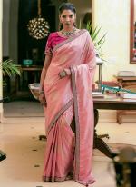 Pure Dola Silk Pink Traditional Wear Embroidery Work Saree