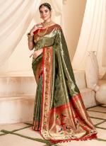 Paithani Tissue Silk Green Festival Wear Zari Work Saree