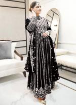 Georgette Black Wedding Wear Embroidery Work Readymade Gown With Dupatta