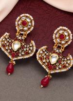   Wedding Wear  Rani Colour Kundan Earrings