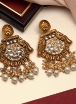   Wedding Wear  White Colour Kundan Earrings