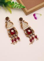   Festival Wear  Maroon Colour Kundan Earrings