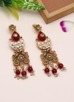   Festival Wear  Maroon Colour Kundan Earrings