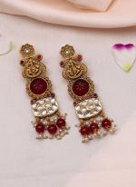   Festival Wear  Maroon Colour Kundan Earrings