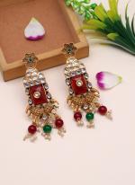   Festival Wear  Maroon Green Colour Kundan Earrings