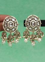   Party Wear  White Colour Kundan Earrings