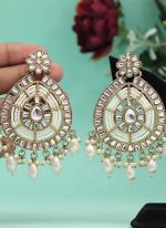   Party Wear  White Colour Kundan Earrings