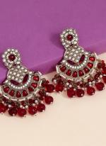   Traditional Wear  Maroon Colour Kundan Earrings