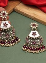   Traditional Wear  Purple Colour Kundan Earrings